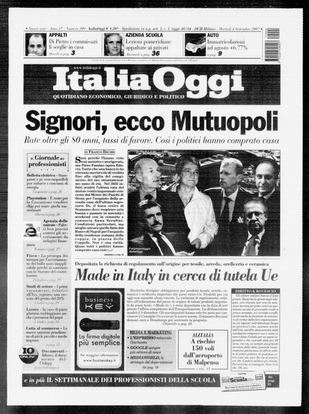 Italia oggi : quotidiano di economia finanza e politica